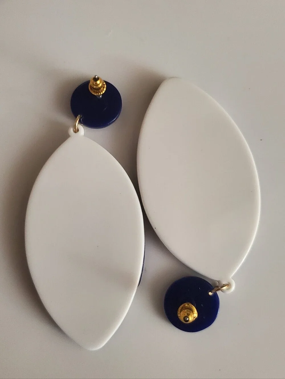 Blue & White Football Earrings